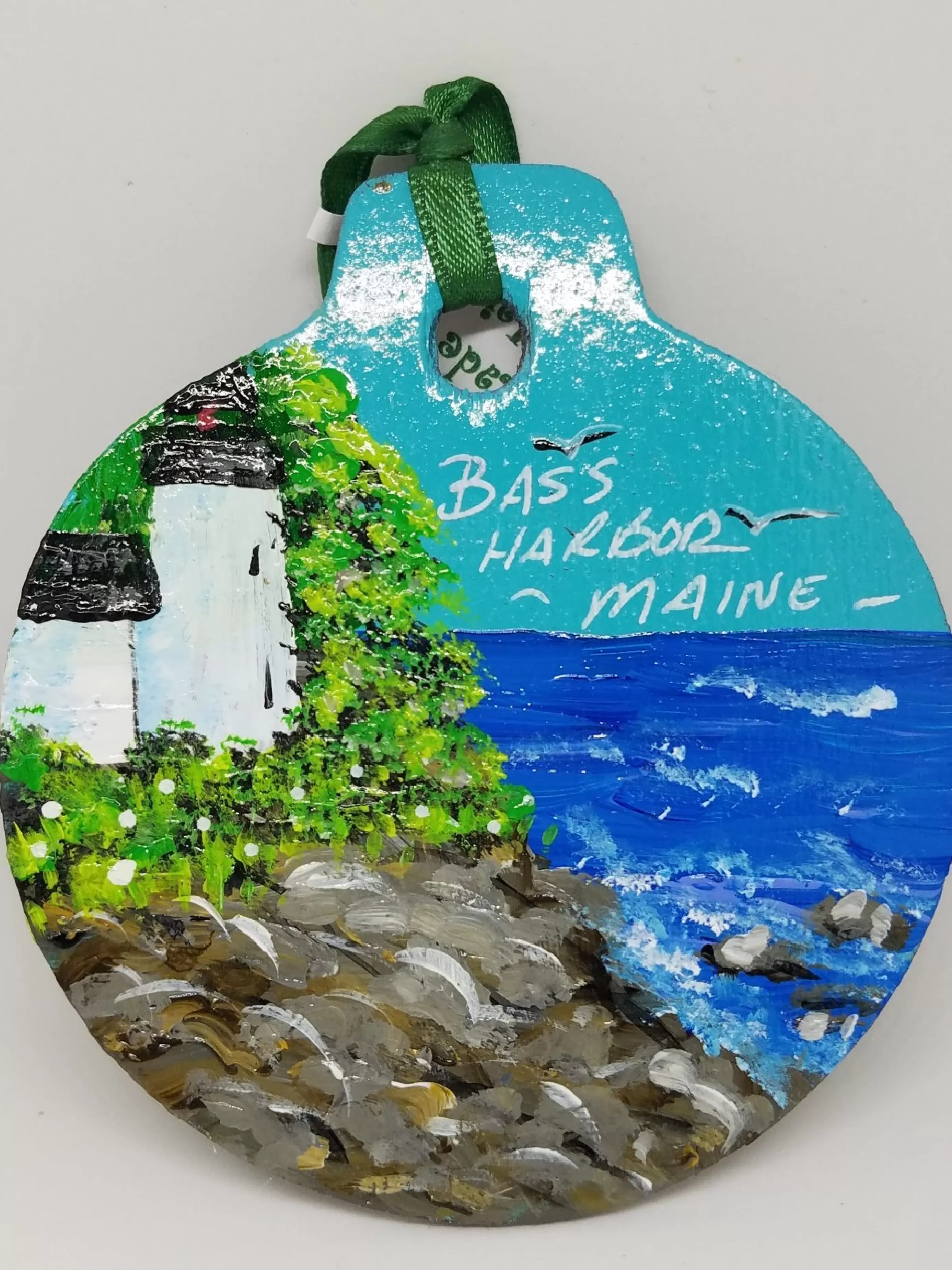 Christmas Vacation Ornaments<Bass Harbor Lighthouse Acadia Painted Wood