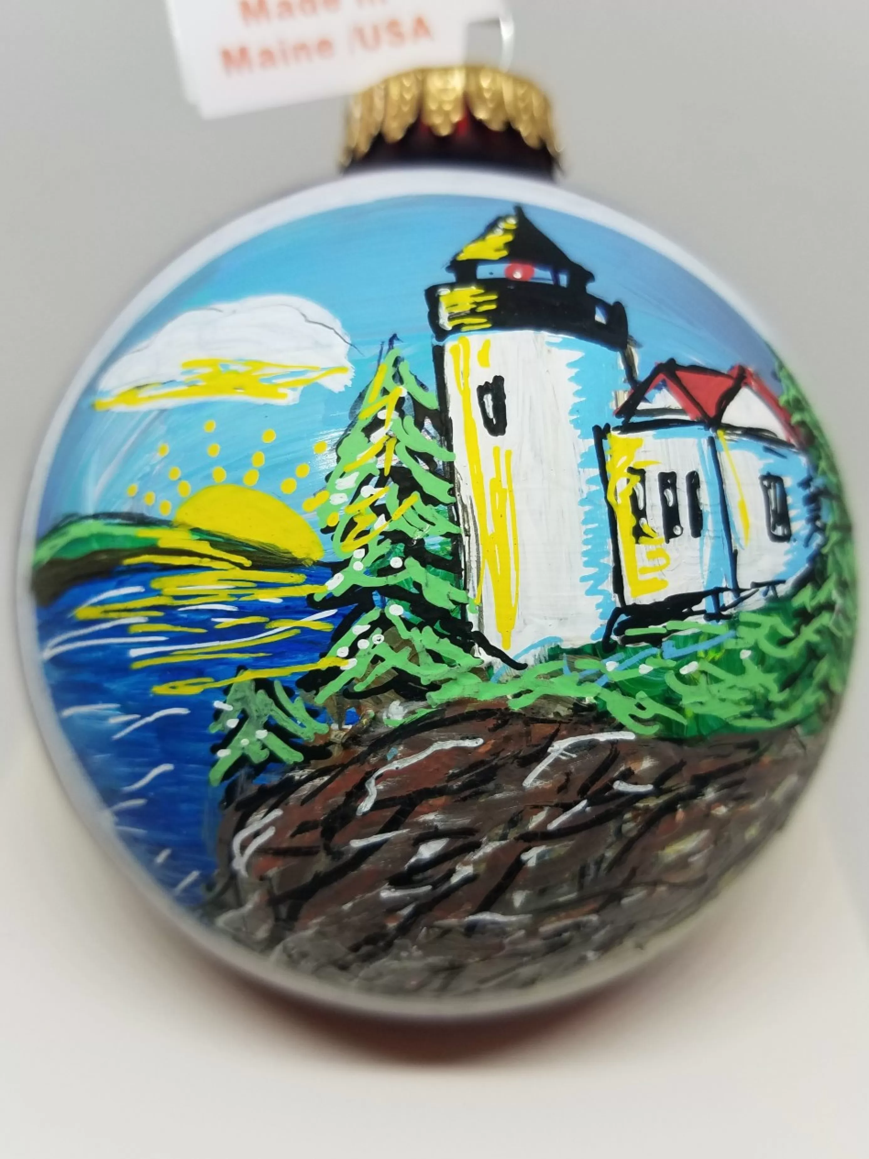 Christmas Vacation Ornaments<Bass Harbor Lighthouse Glass Ornament