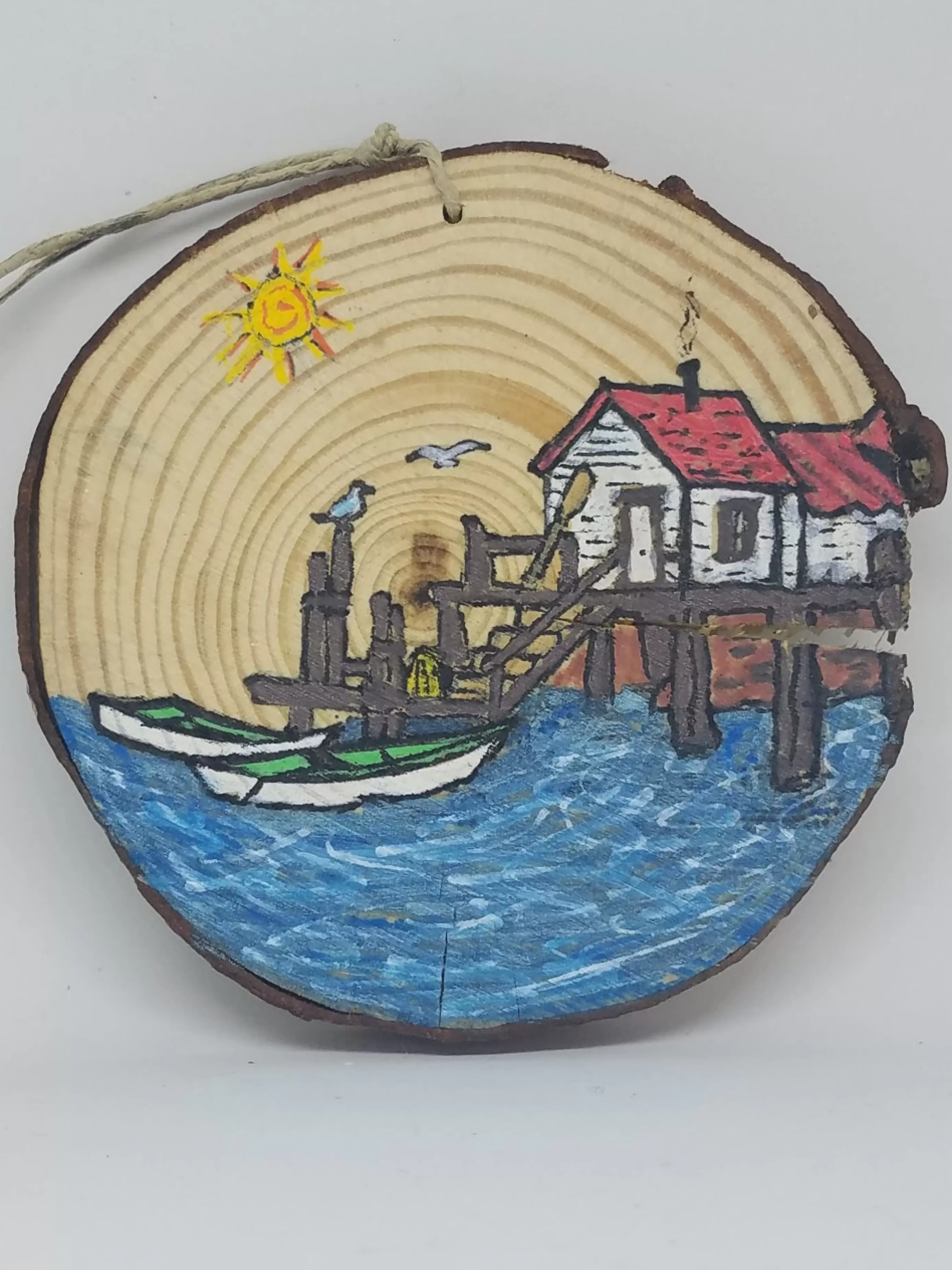 Christmas Vacation Ornaments<Boats At Pier Wood Ornament