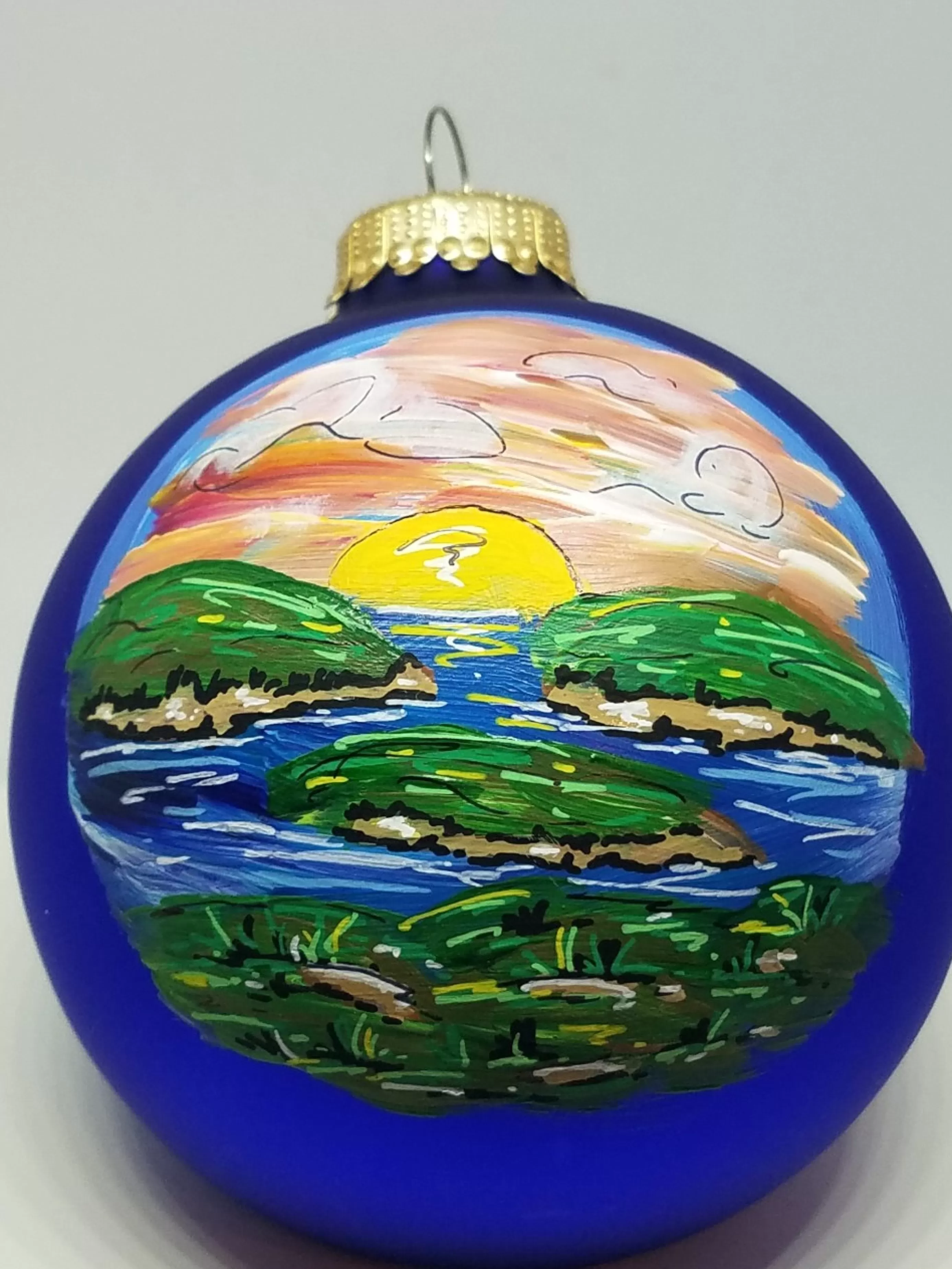 Christmas Vacation Ornaments<Cadillac Mountain Acadia Painted Glass Ornament