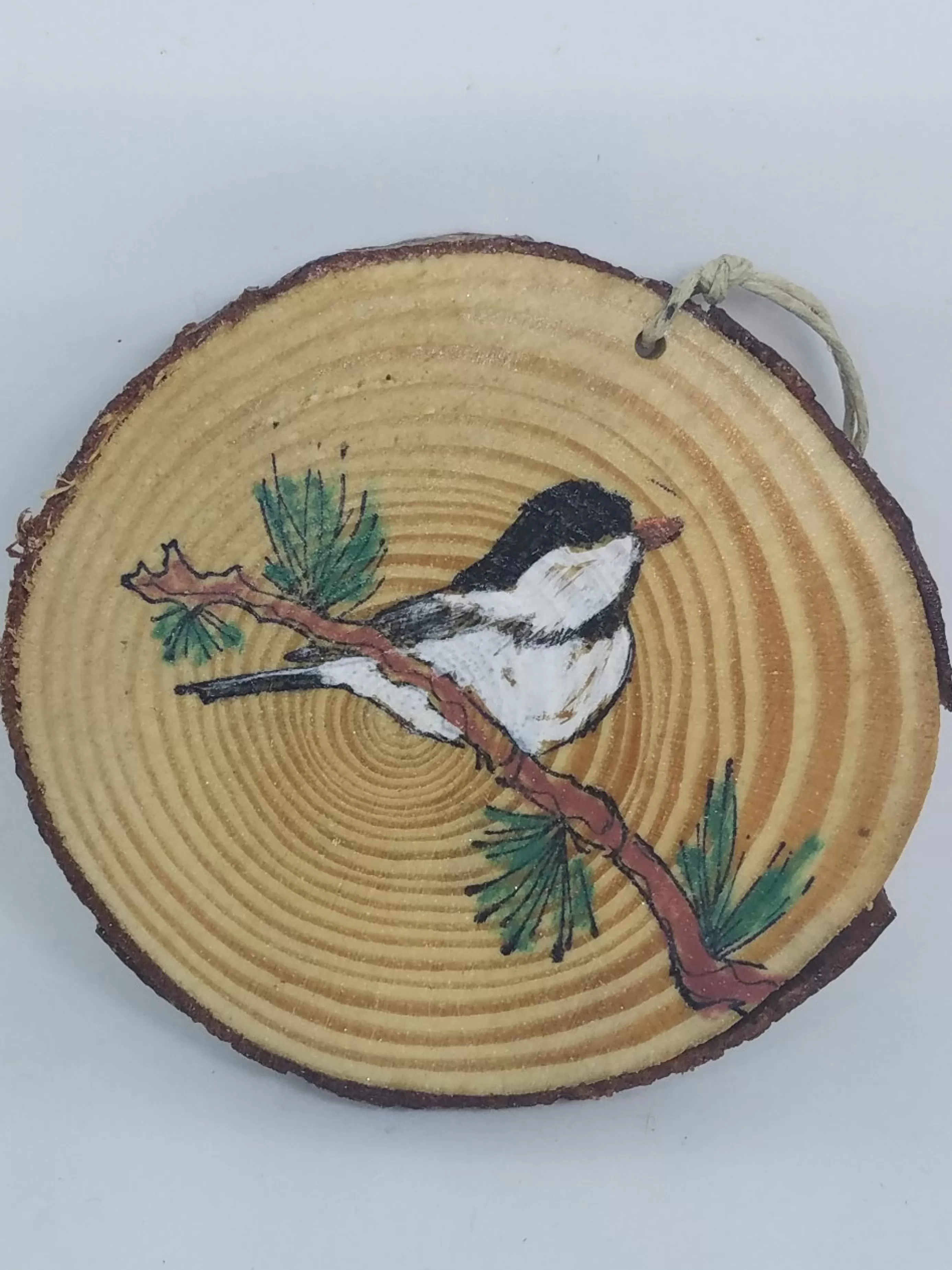 Christmas Vacation Ornaments<Chickadee On Branch Wood Ornament