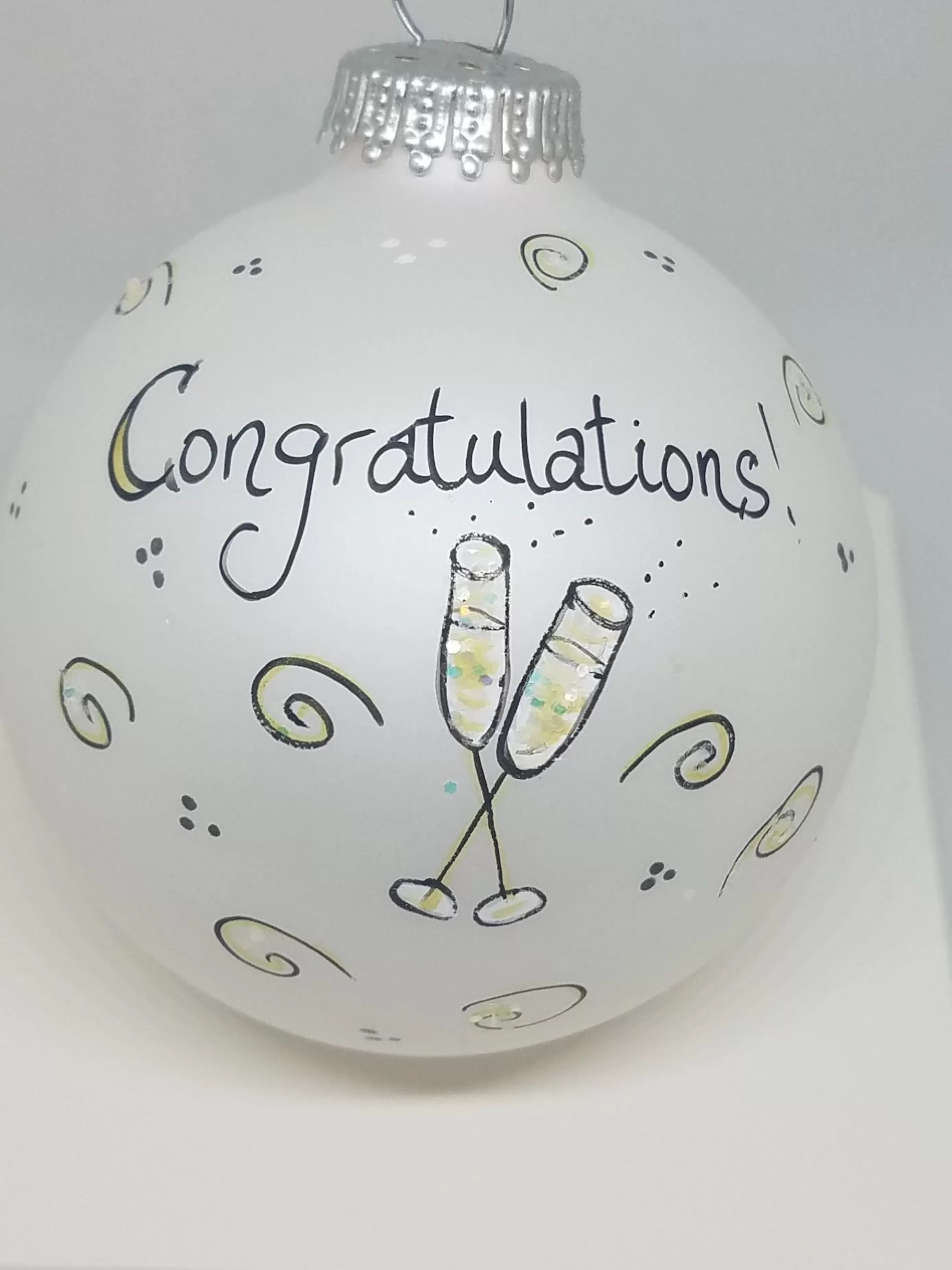 Christmas Vacation Heartfelt Celebrations Glass<Congratulations Champagne Flutes Gold Painted Heartfelt Glass Ornament