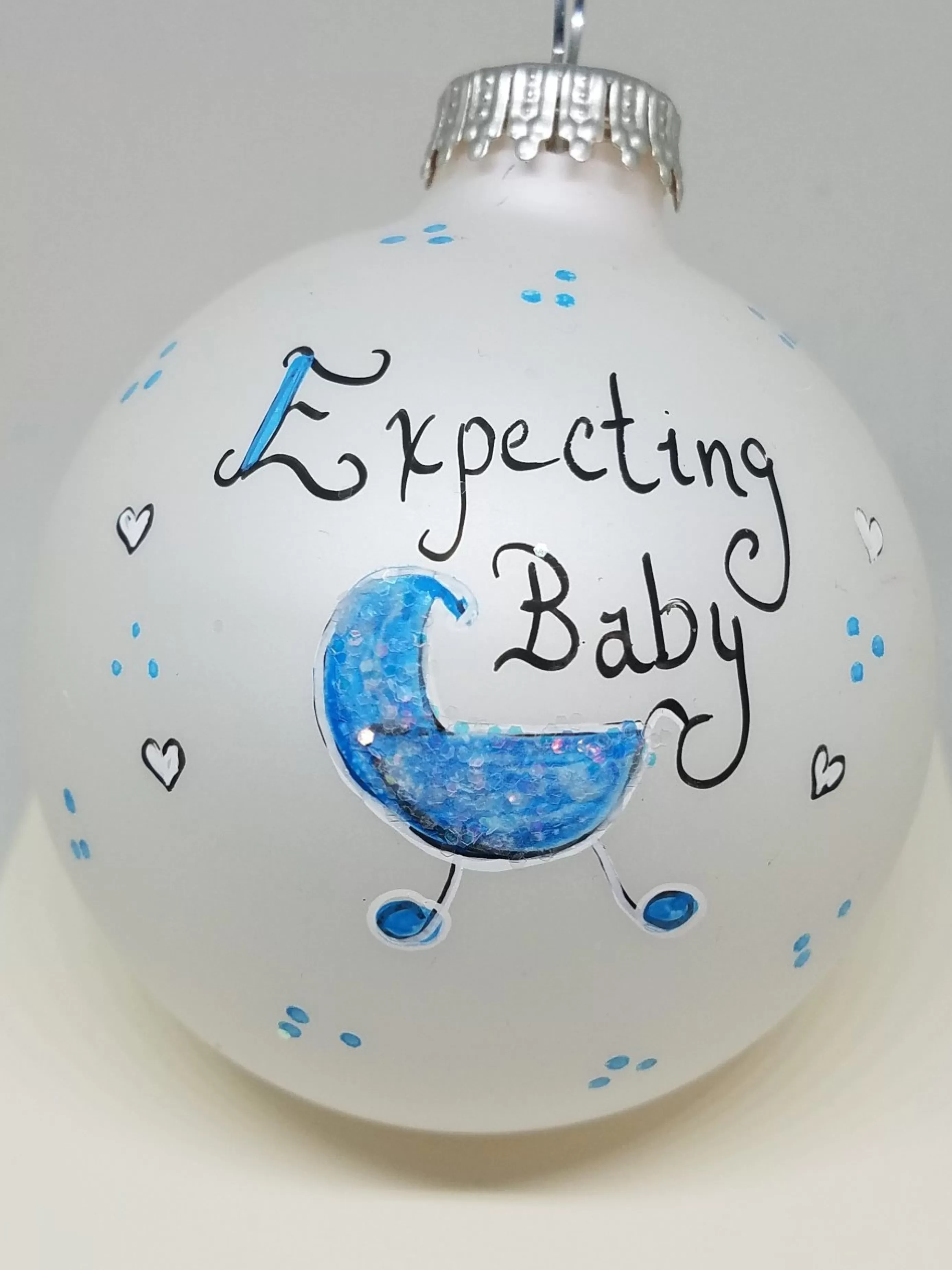 Christmas Vacation Heartfelt Celebrations Glass<Expecting Baby Boy Carriage Heartfelt Glass Ornament