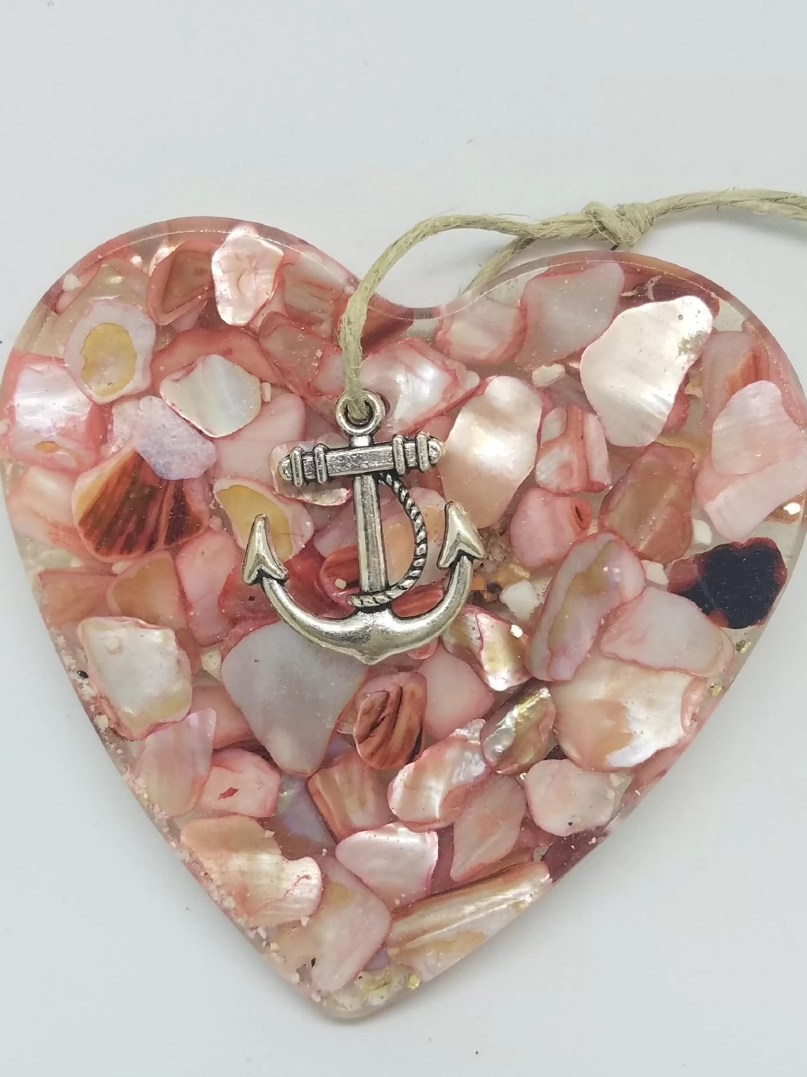 Christmas Vacation Crushed Shell And Sea Glass<Heart With Crushed Abalone Shell Ornament