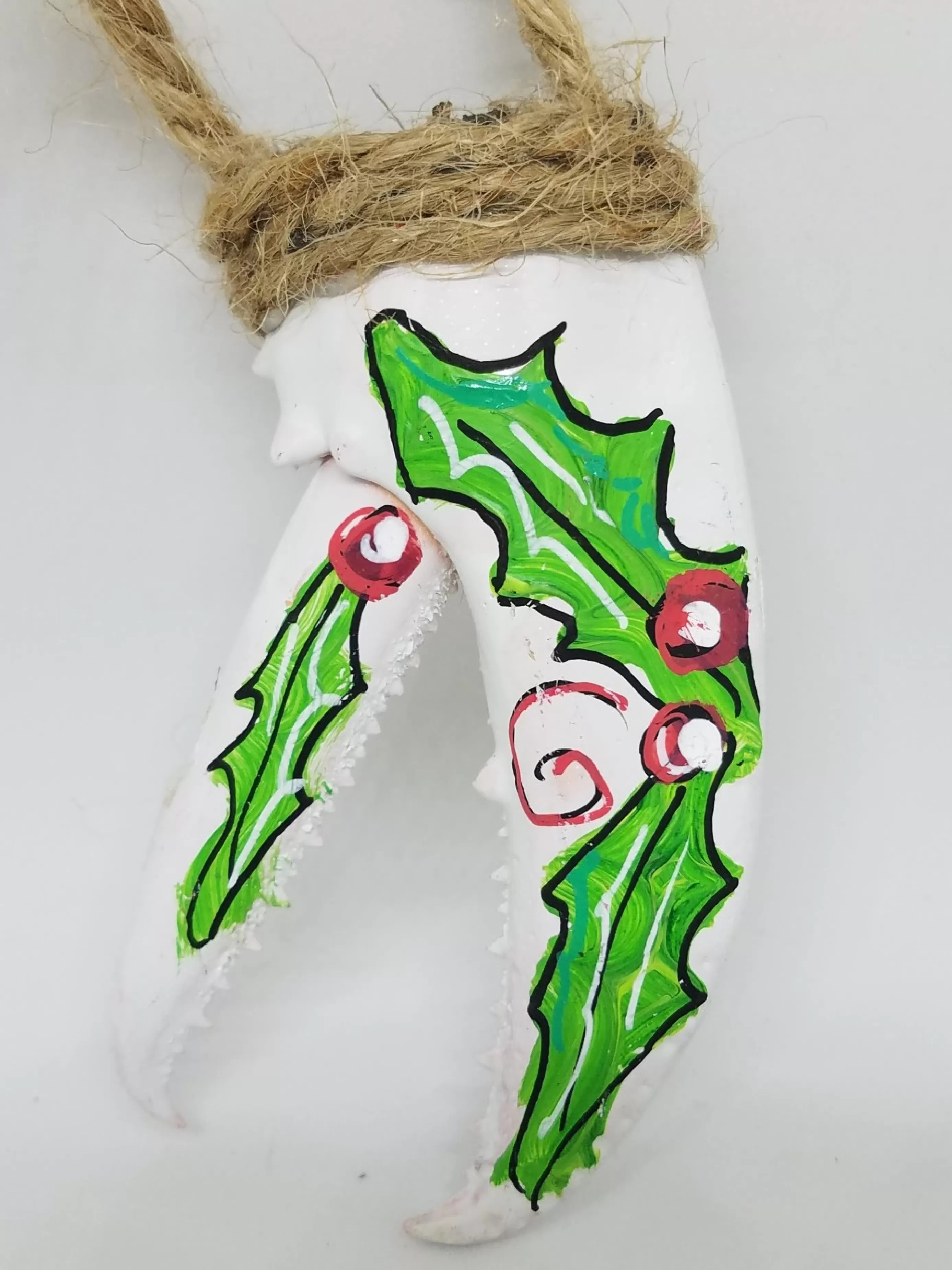 Christmas Vacation Christmas And Holiday<Holly On White Painted Lobster Claw Ornament