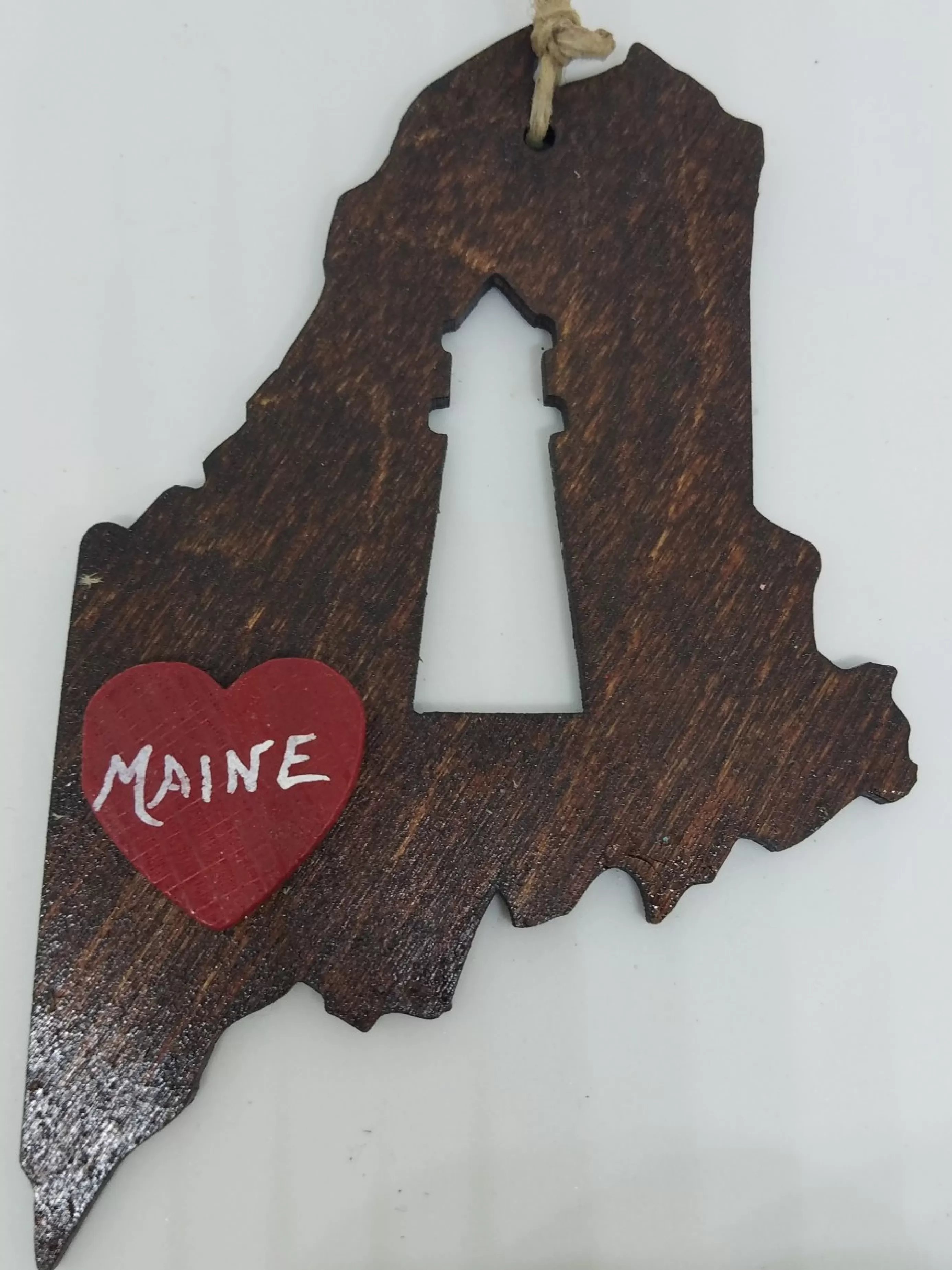 Christmas Vacation Ornaments<Lighthouse Maine State Dark Wood Ornament