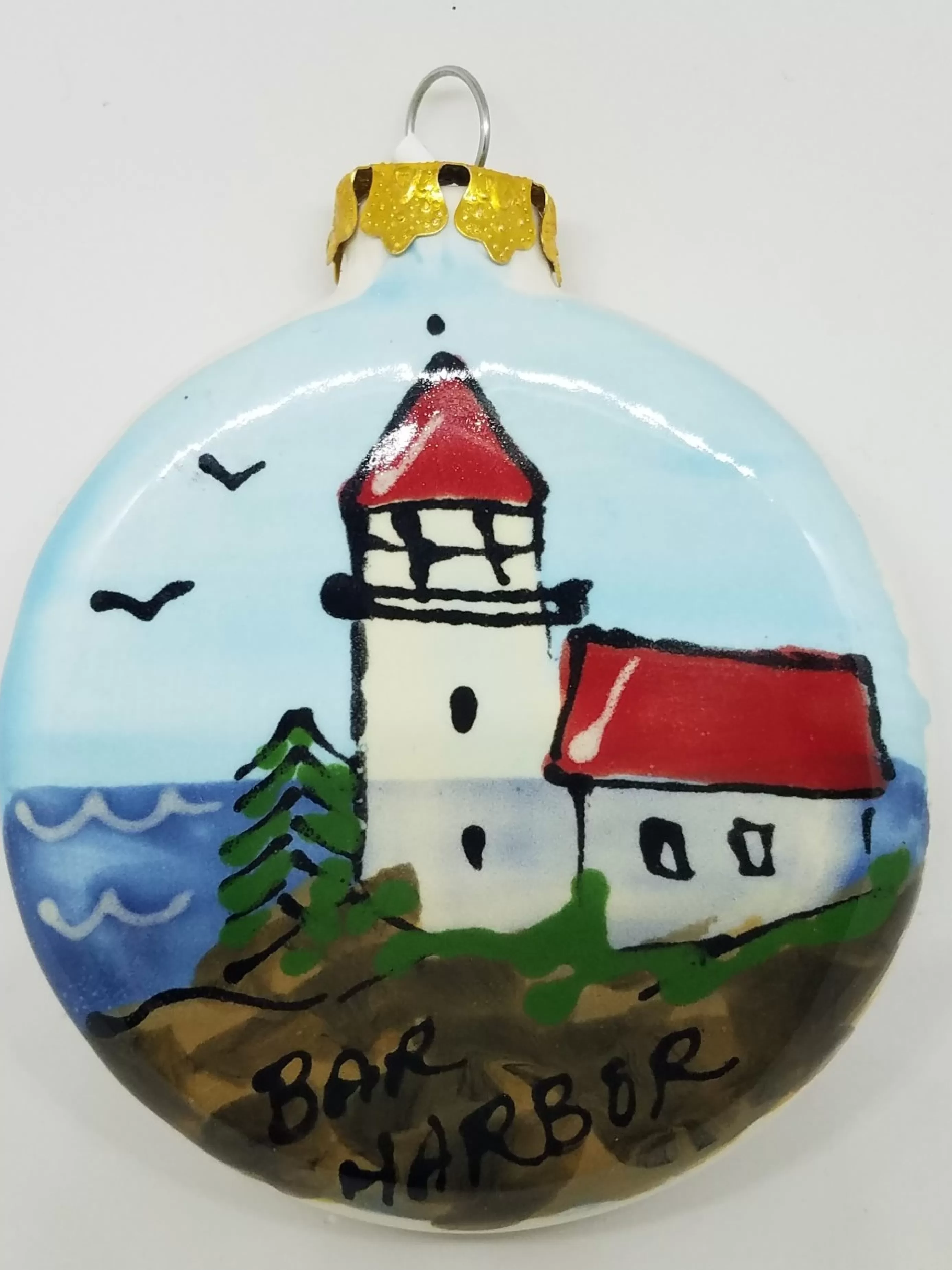 Christmas Vacation Ceramic Ornaments<Lighthouse On Ceramic Round Ornament