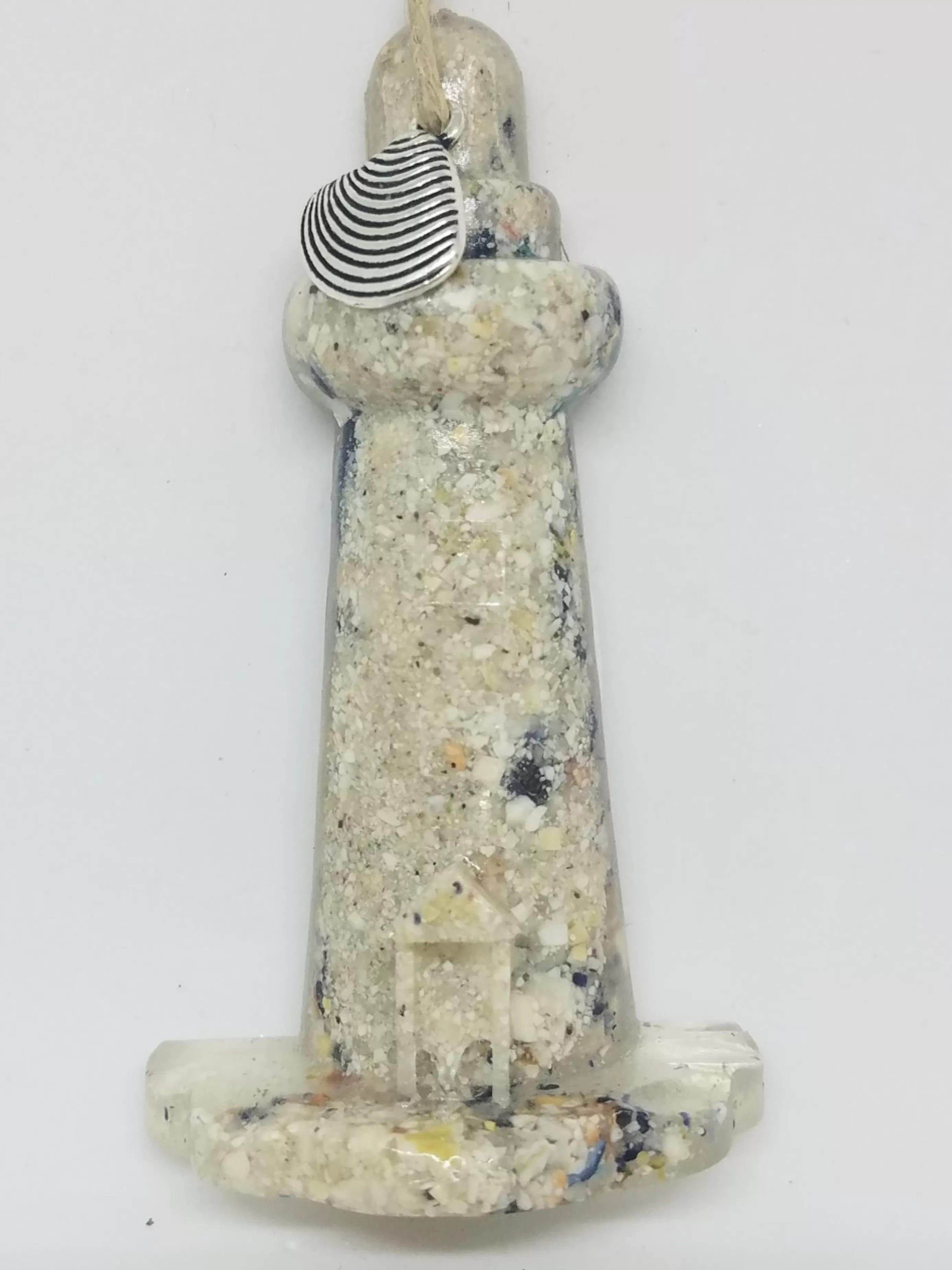 Christmas Vacation Crushed Shell And Sea Glass<Lighthouse With Crushed Clam And Mussel Shell Ornament