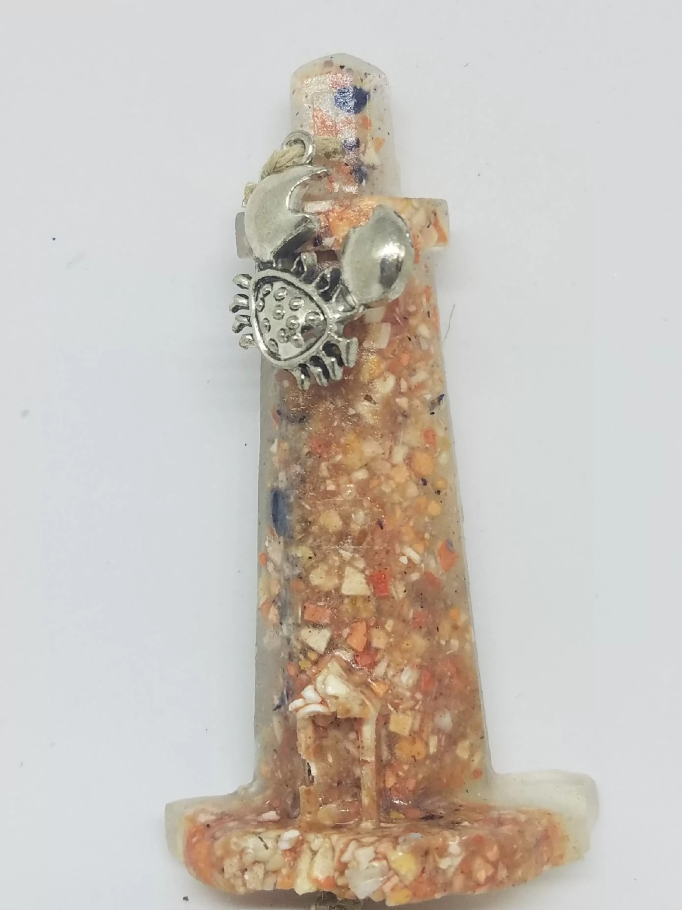 Christmas Vacation Crushed Shell And Sea Glass<Lighthouse With Crushed Lobster And Mussel Shell Ornament