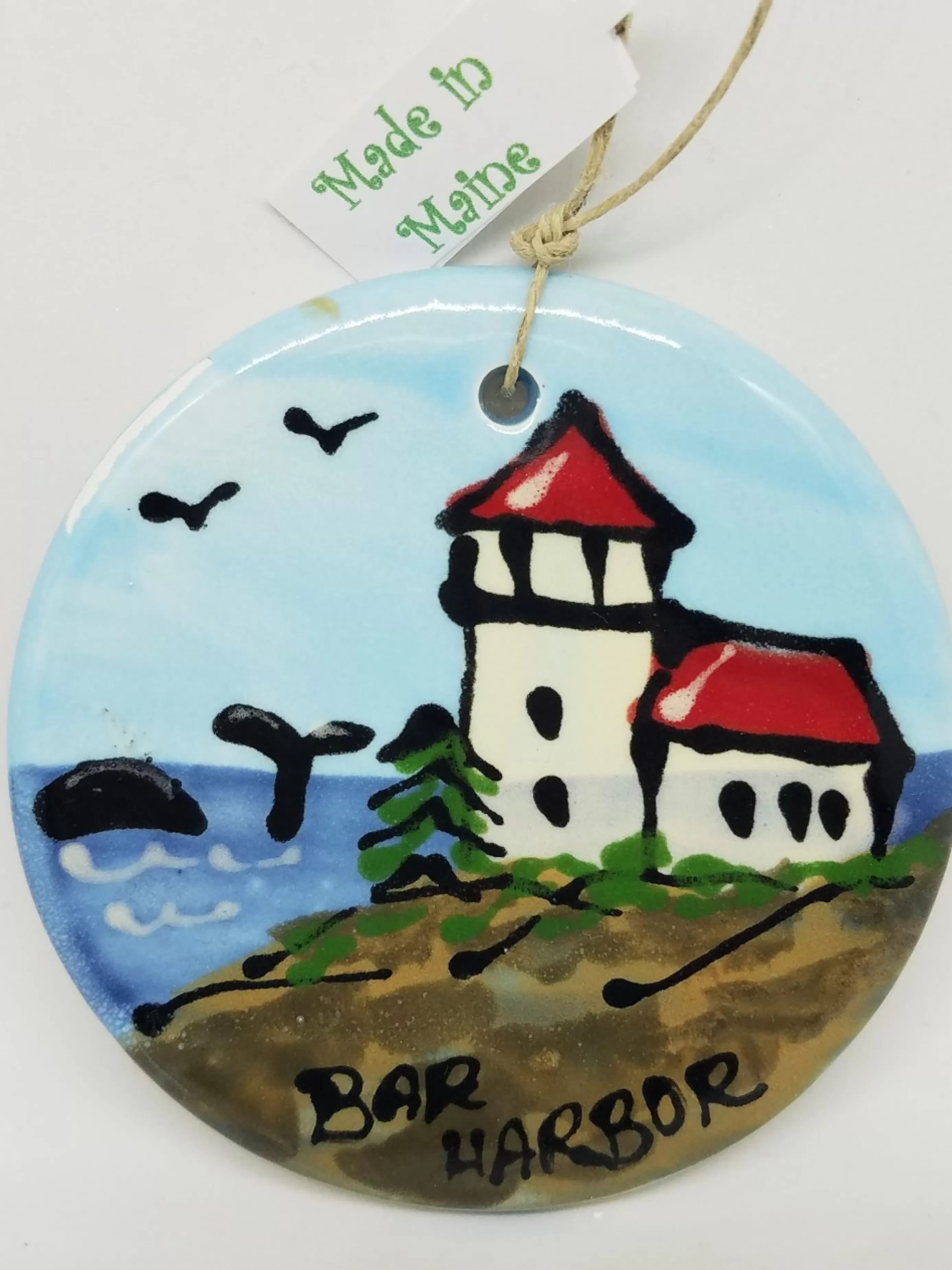 Christmas Vacation Ceramic Ornaments<Lighthouse With Whale On Disc Ceramic Ornament