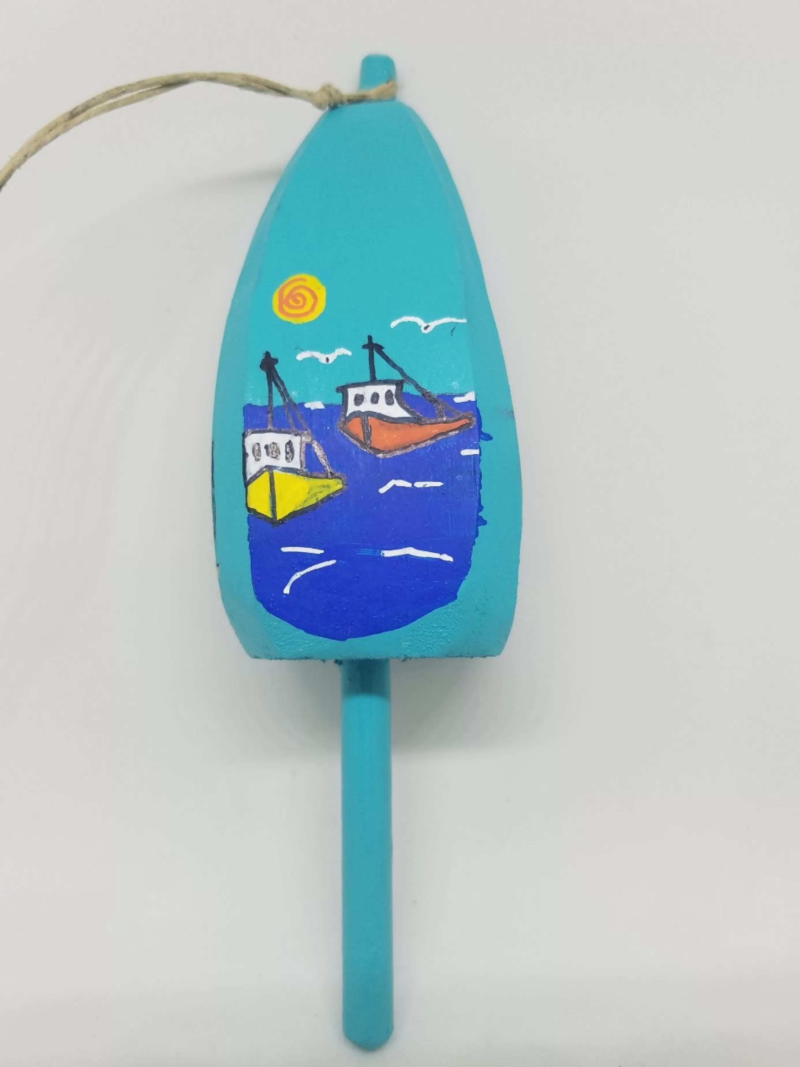 Christmas Vacation Buoys<Lobster Boats On Blue Buoy Ornament