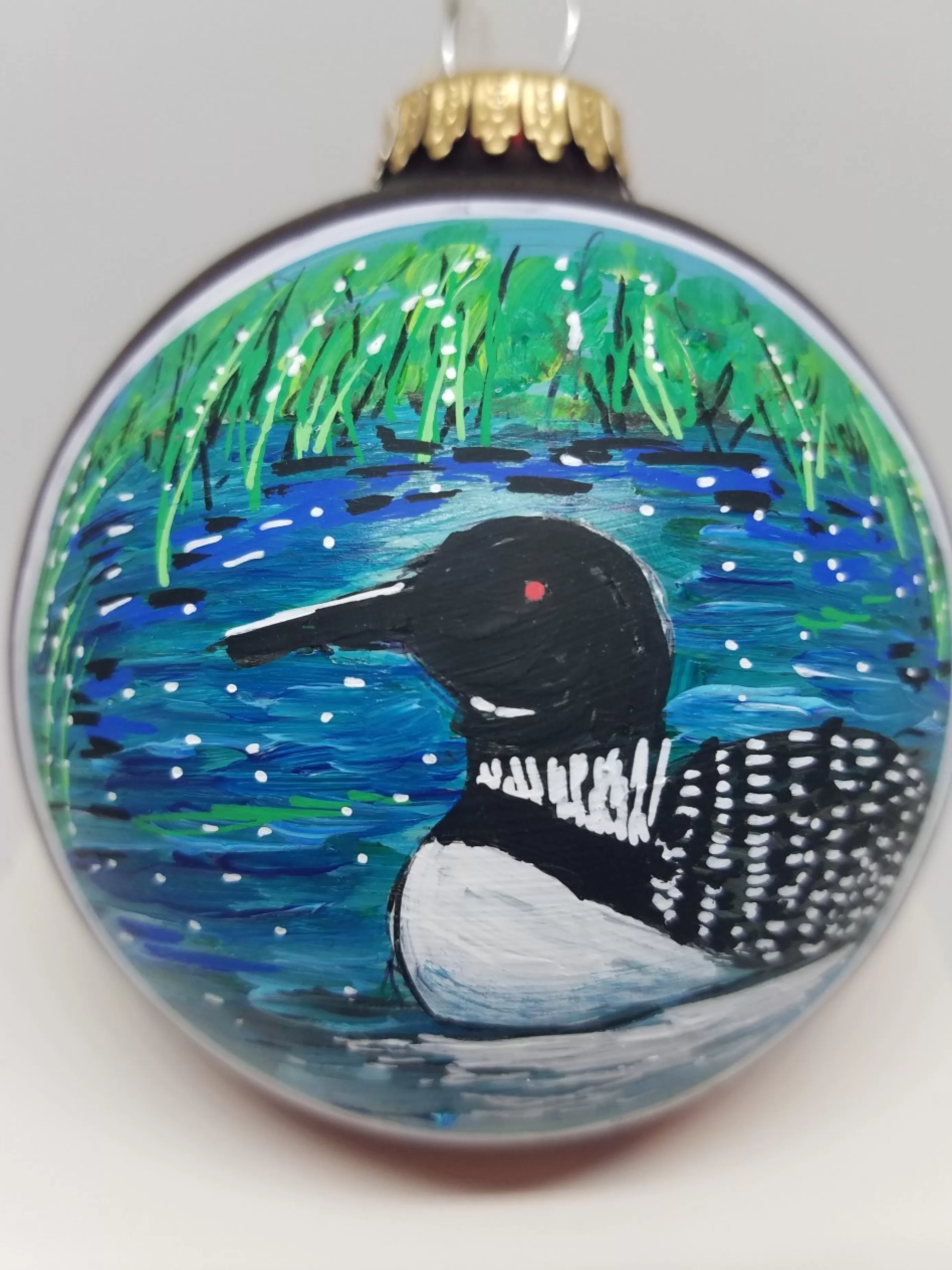 Christmas Vacation Ornaments<Loon Painted Glass Ornament