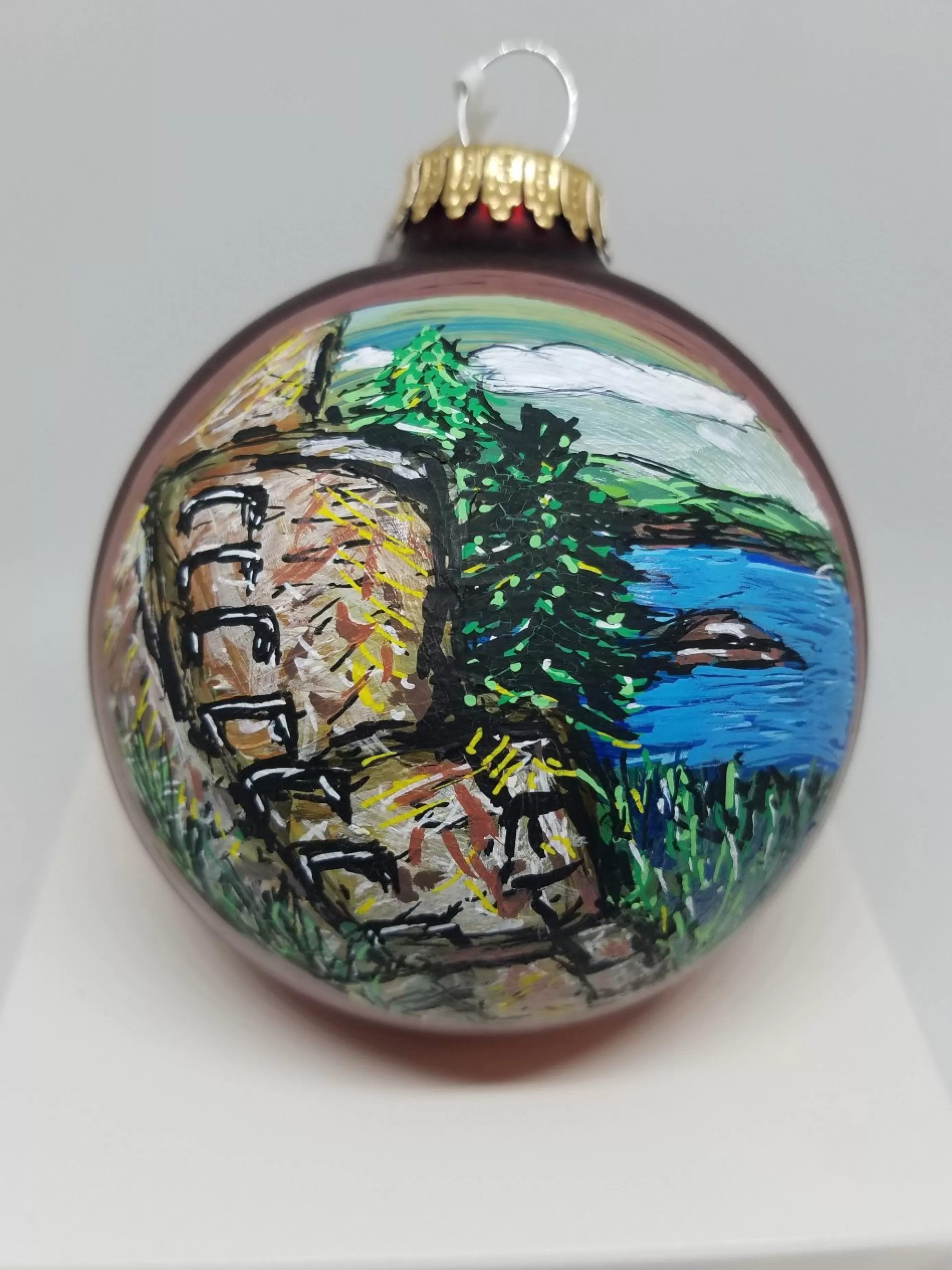 Christmas Vacation Ornaments<Precipice Acadia Trail Glass Ornament