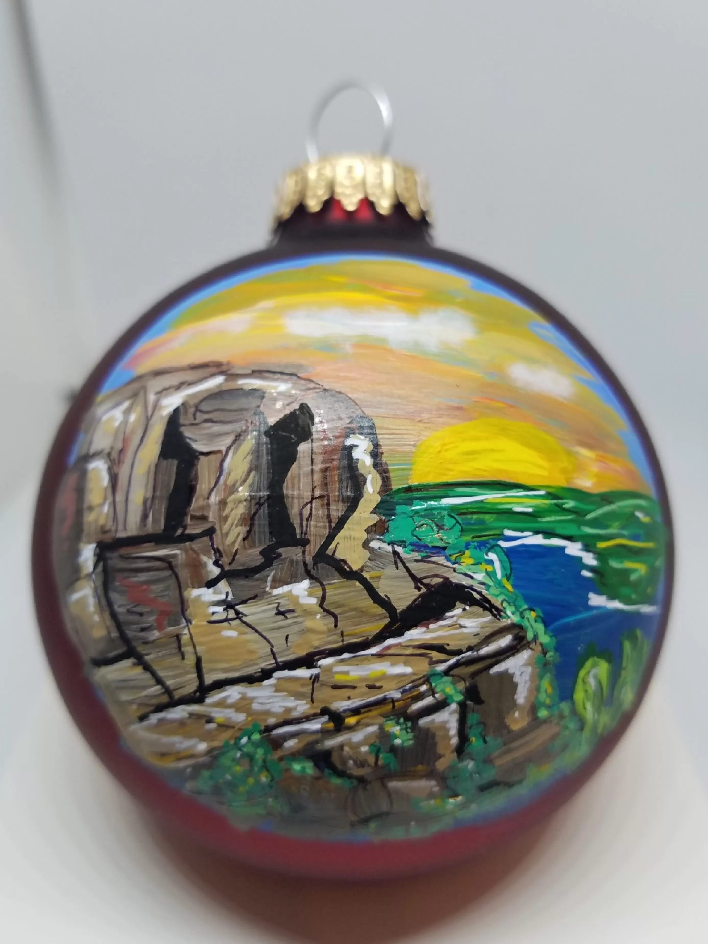 Christmas Vacation Ornaments<Precipice Beehive Acadia Painted Glass Ornament