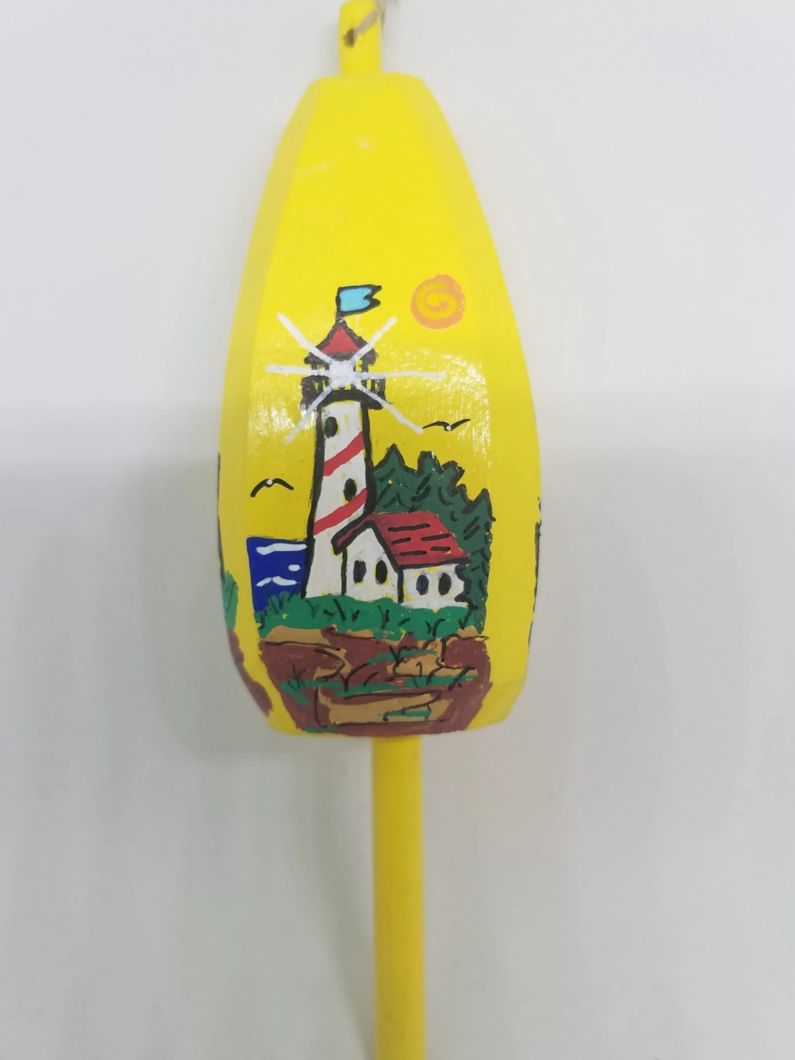 Christmas Vacation Buoys<Red Striped Lighthouse On Yellow Buoy Ornament