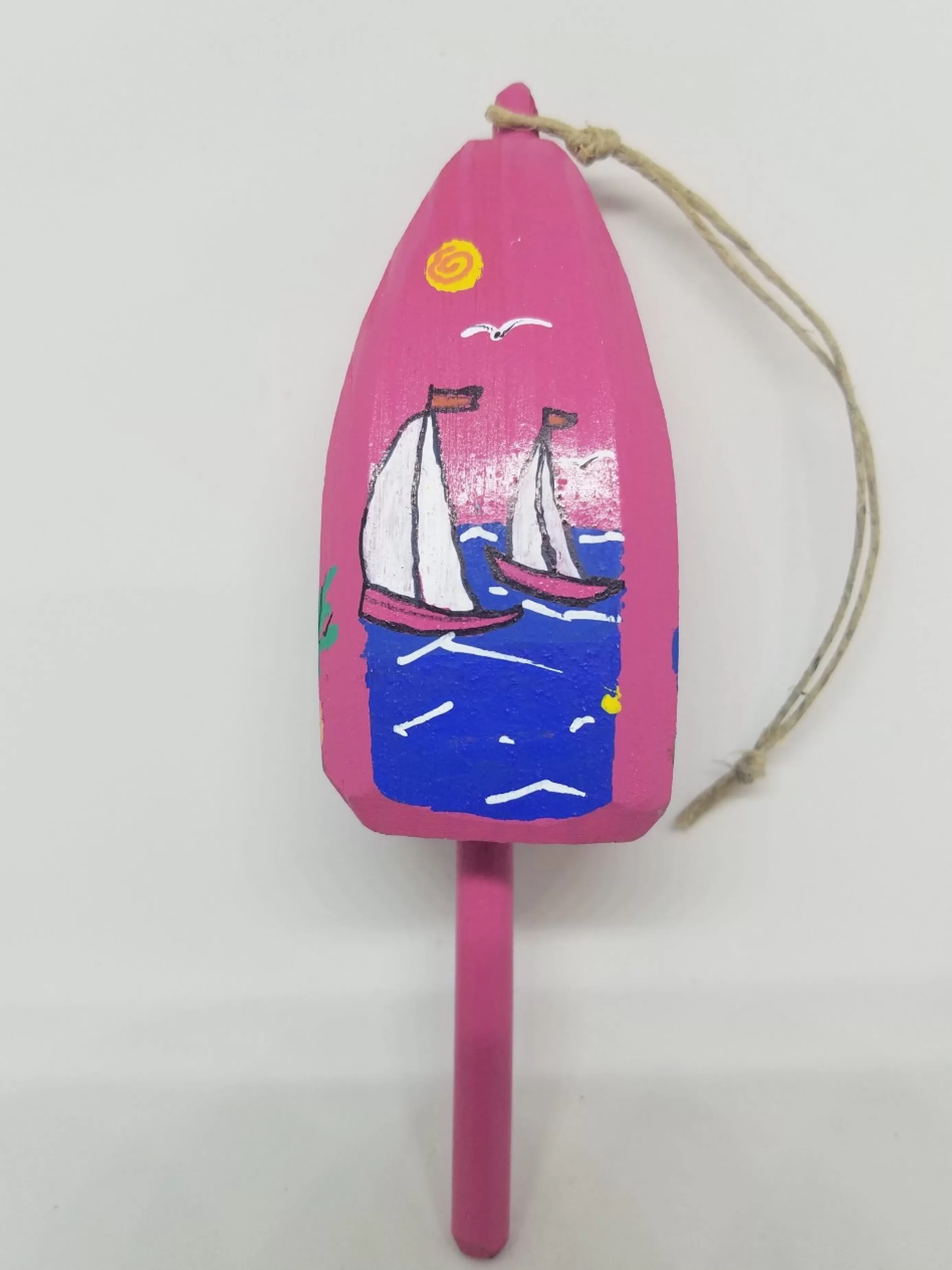 Christmas Vacation Buoys<Sailboats On Pink Buoy Ornament