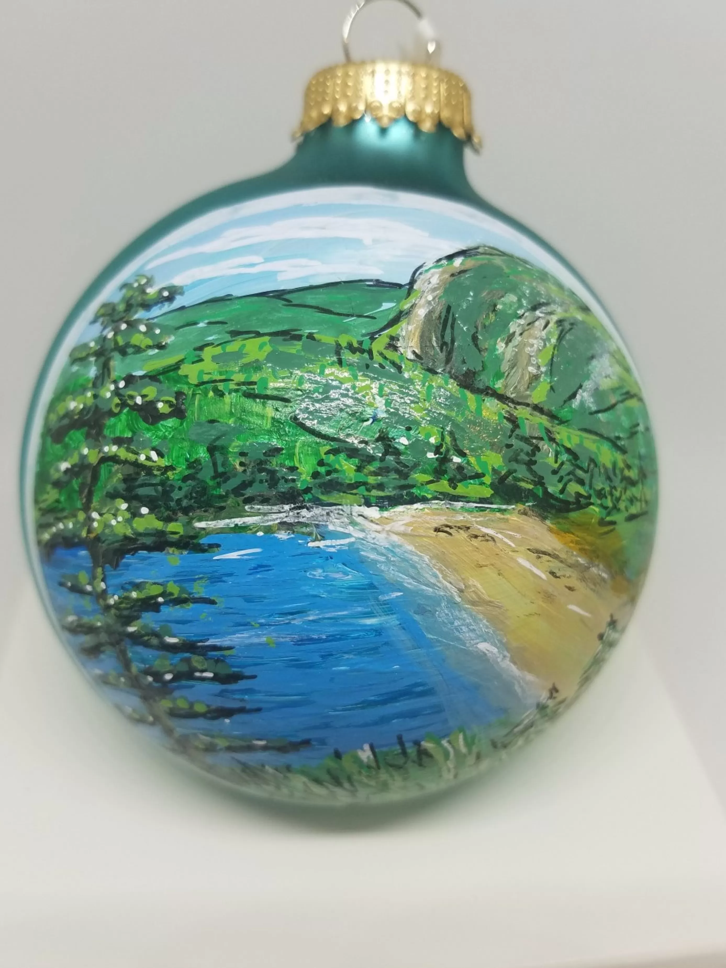 Christmas Vacation Ornaments<Sand Beach With Beehive Acadia Painted Glass Ornament