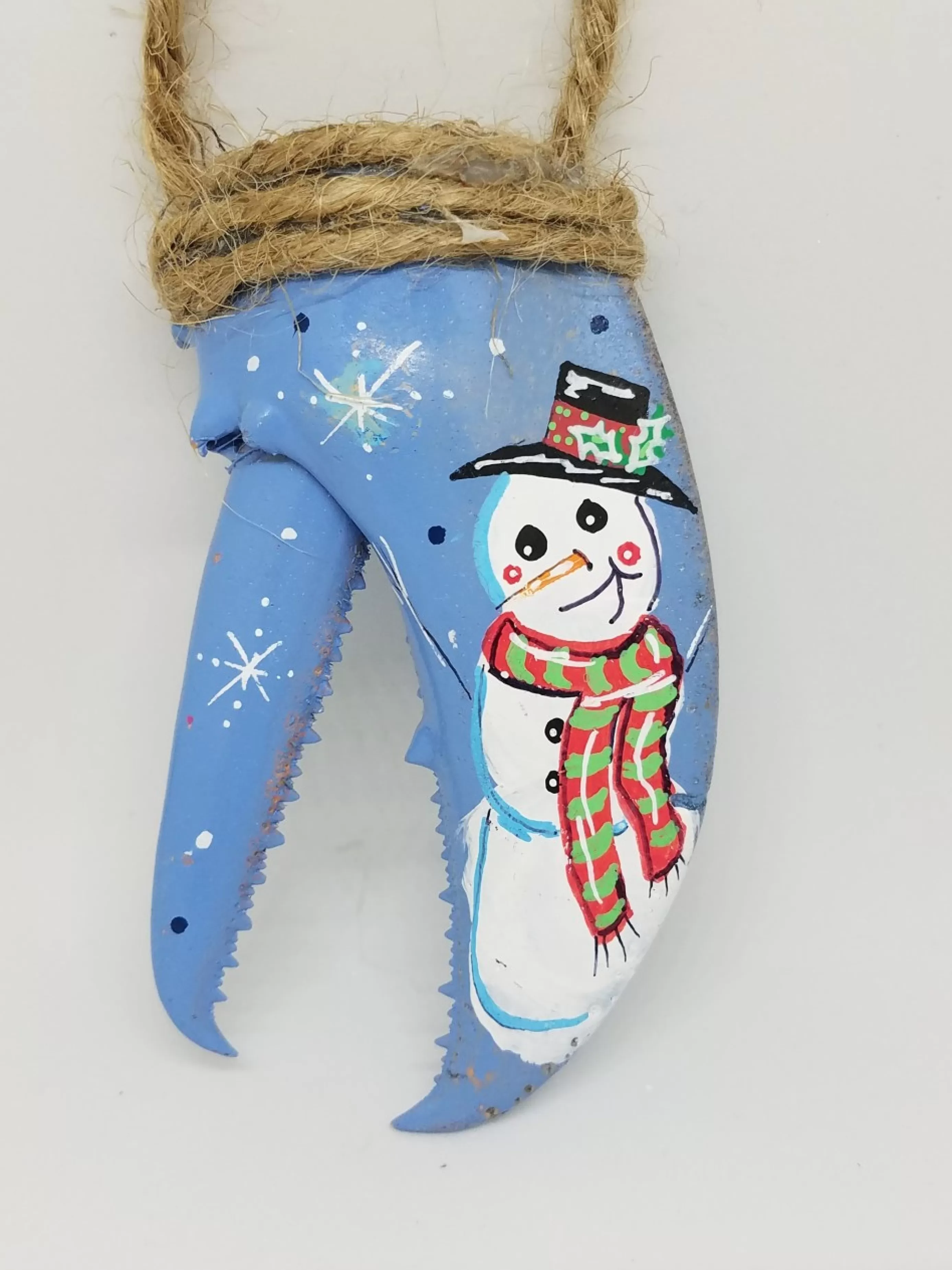 Christmas Vacation Christmas And Holiday<Snowman On Blue Painted Lobster Claw Ornament