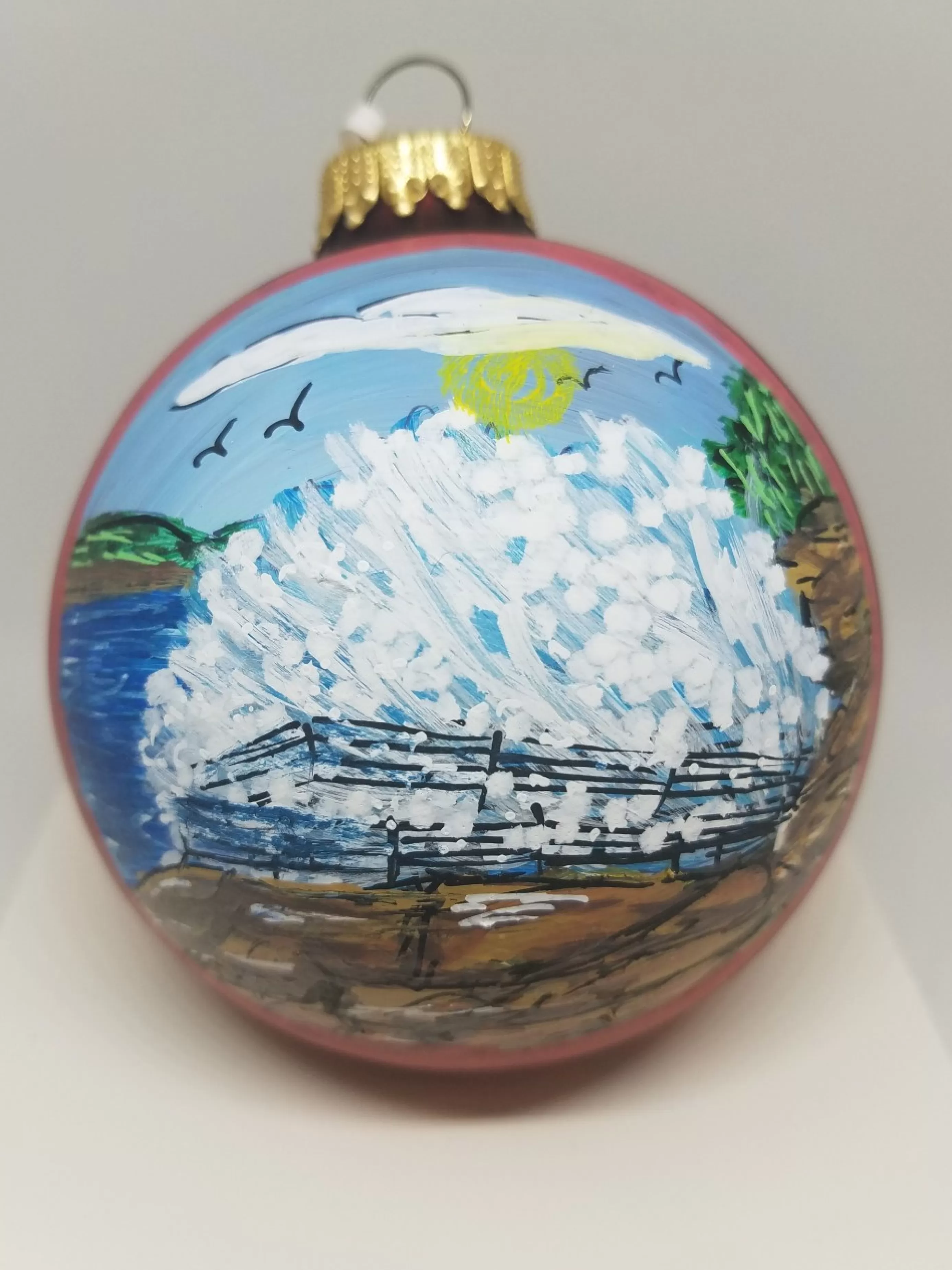 Christmas Vacation Ornaments<Thunderhole Acadia Glass Ornament